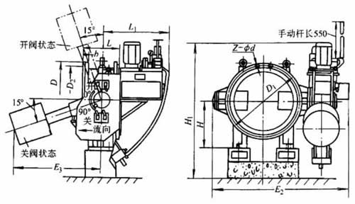 KD741X-6V型自動保壓液控緩閉止回蝶閥主要外形及結(jié)構(gòu)尺寸圖